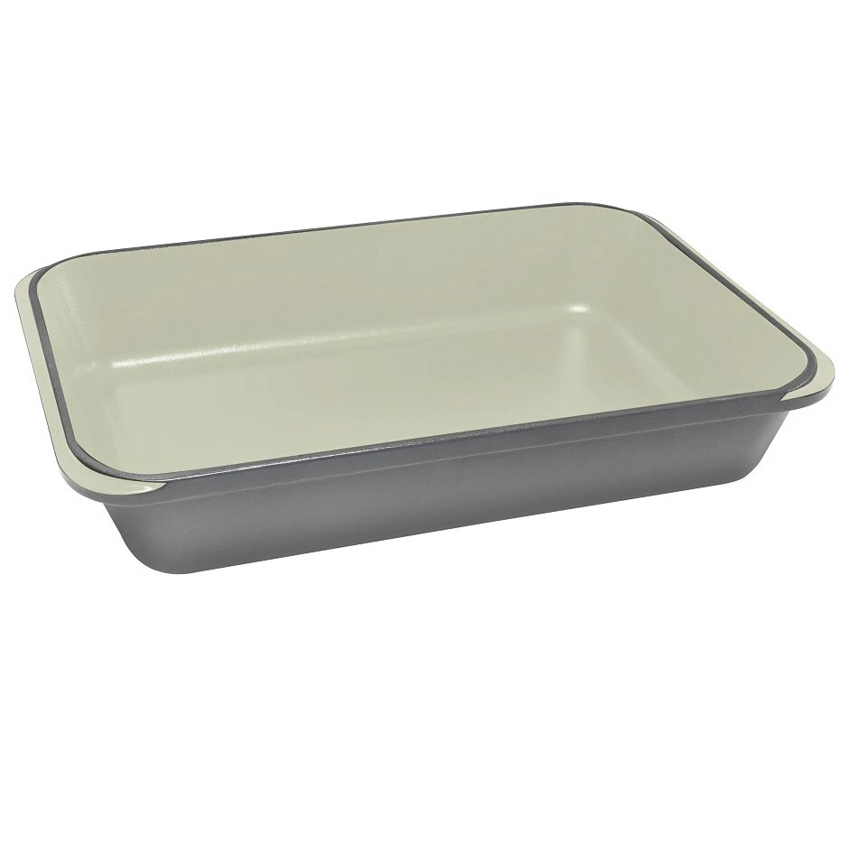CHASSEUR Cast Iron Rectangular Roasting Pan 40 x 26 cm Celestial Grey! RRP $429!