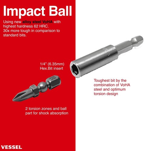 	Vessel IB31P02U IMPACT BALL Torsion Bit 30+1 PC. Set in SLIDE CASE	 - Picture 6 of 6