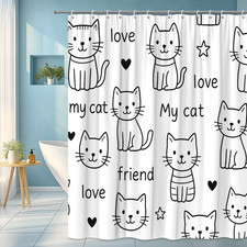 Cute Cat Shower Curtain - Funny Pet Design for Cat Lovers