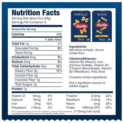 Pasta Variety Pack: Farfalle & Rotini 16 oz x 8 Servings$