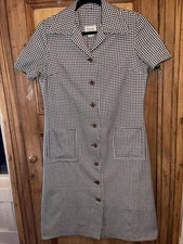 Vintage Tanner of North Carolina House Dress 10 Houndstooth Grandmacore Pockets