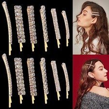 12 Pieces Rhinestone Bridal Hair Clip, Alloy Rhinestone Wedding Hair Pins gold