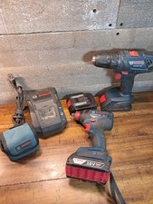 Bosch 18V Lithium-Ion Battery Tool Set 1/2" Impact Drill  3xBatteries & Charger
