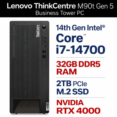 NEW Lenovo ThinkCentre M90T G5 Tower PC Core i7 32GB DDR5 2TB SSD Nvidia RTX4000