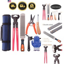Horse Farrier Hoof Tool Kit 7 Piece with Carry Bag Hoof Nipper Rasp Shears Cu...