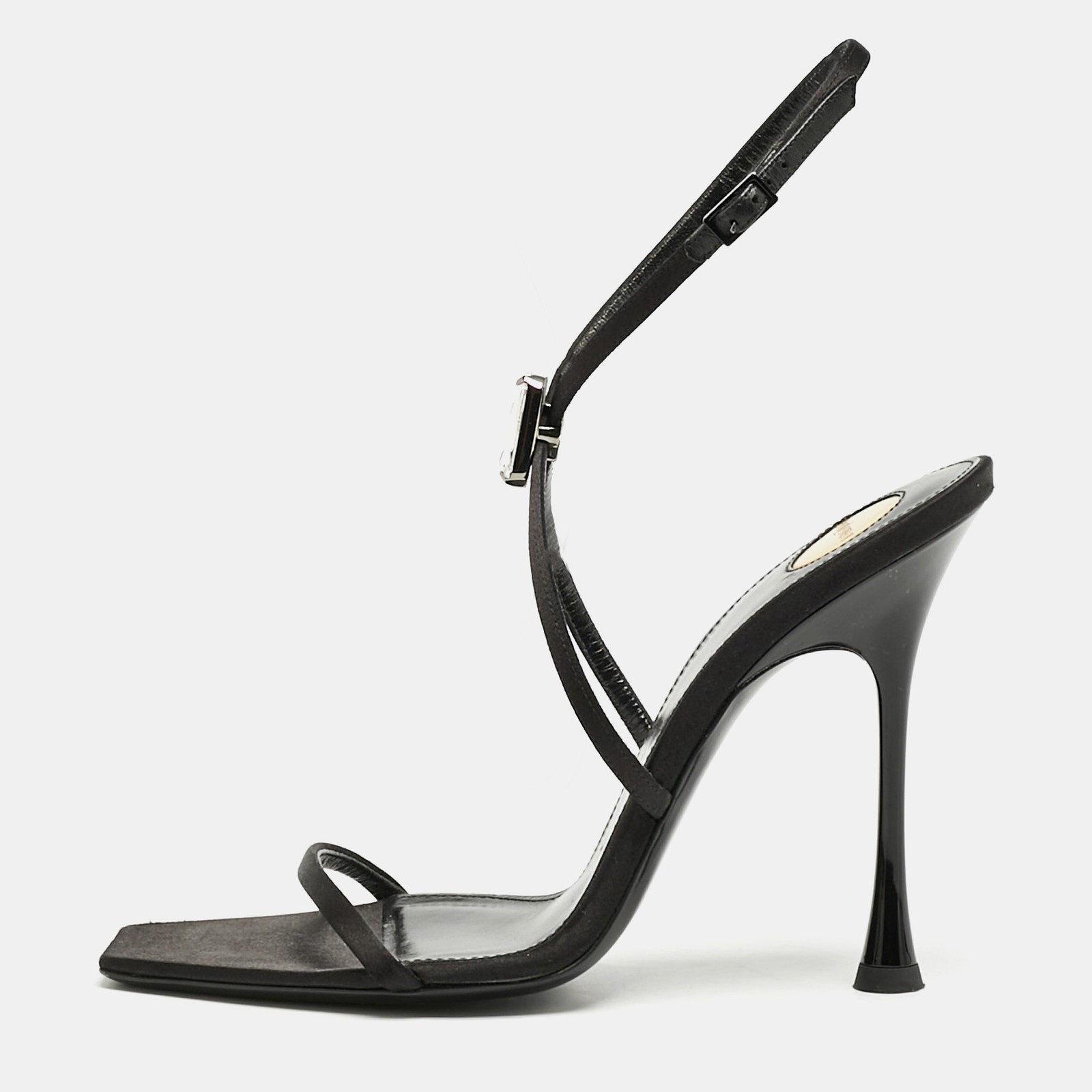 Sandali alla caviglia Saint Laurent neri raso cristalli Harlow taglia 39