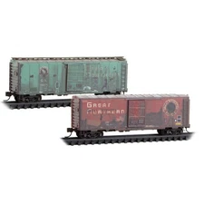 MICRO TRAINS N GAUGE 40' WEATHERED BOXCAR G.N. 2 PACK #5473, 18871 PN 98305093