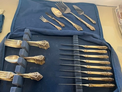 Wallace Grande Baroque Sterling Silverware Service For 8 & case and more availab