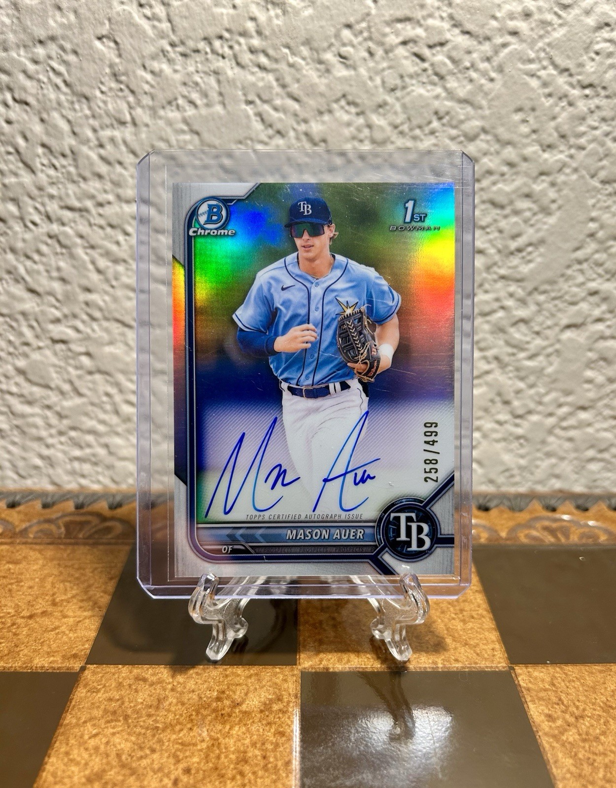 2022 Bowman Chrome Mason Auer Auto Refractor 1st #/499 Rays🔥