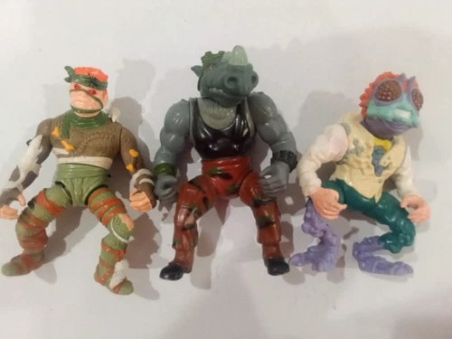 Vintage TMNT Rat King Rocksteady and Baxter Stockman Figures