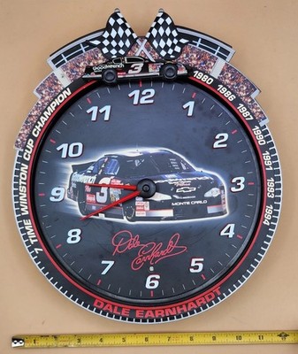 EMSON DALE EARNHARDT JR. NASCAR CLOCK YEAR 2000 BATTERY OPERATED *WORKS GREAT*