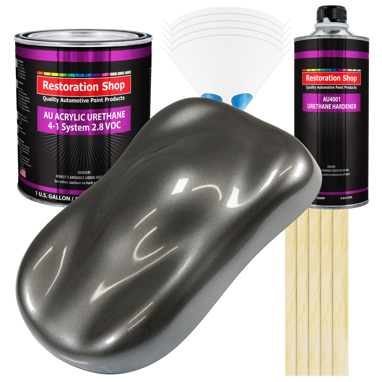 Restoration Shop Chop Top Silver Metallic Acrylic Urethane Auto Paint Gallon Kit