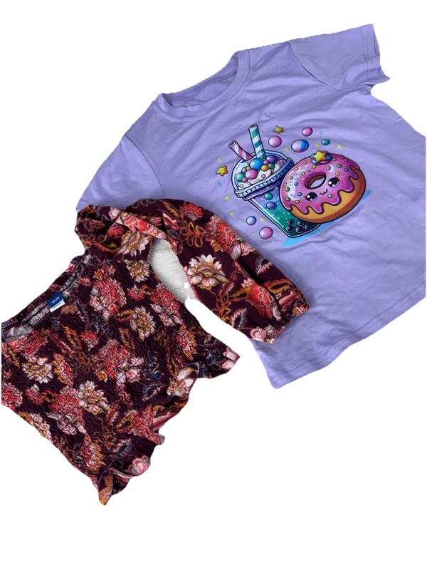 Lot Of 2 Shirts Size S 5-6 Years Old Girls Casual Tops Multi brand Tee