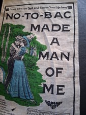 Vintage Sterling Remedy Company Cloth Banner Sign Tobacco Habit Cure No-To-Bac