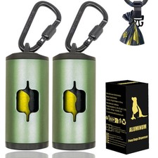 Metal Dog Poop Bag Holder 2-Pack w/Leash Clip Durable Scratch-Resistant Alumi...