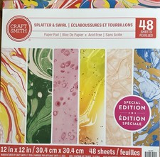 SPLATTER SWIRL 12X12 CRAFT SMITH SCRAPBOOKING CARDSTOCK PAPER PAD 48 SHEETS