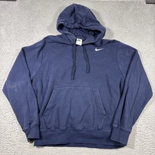Nike Men's Sz M Club Fleece Pullover Hoodie Navy Blue y2k