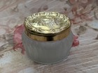 Vintage Estee Lauder Re-Nutriv Face Powder Frosted Decorative Glass Jar Gold — photo 1
