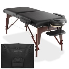 Professional Portable Lightweight Bi-Fold Massage Table w Reiki Panels - Black