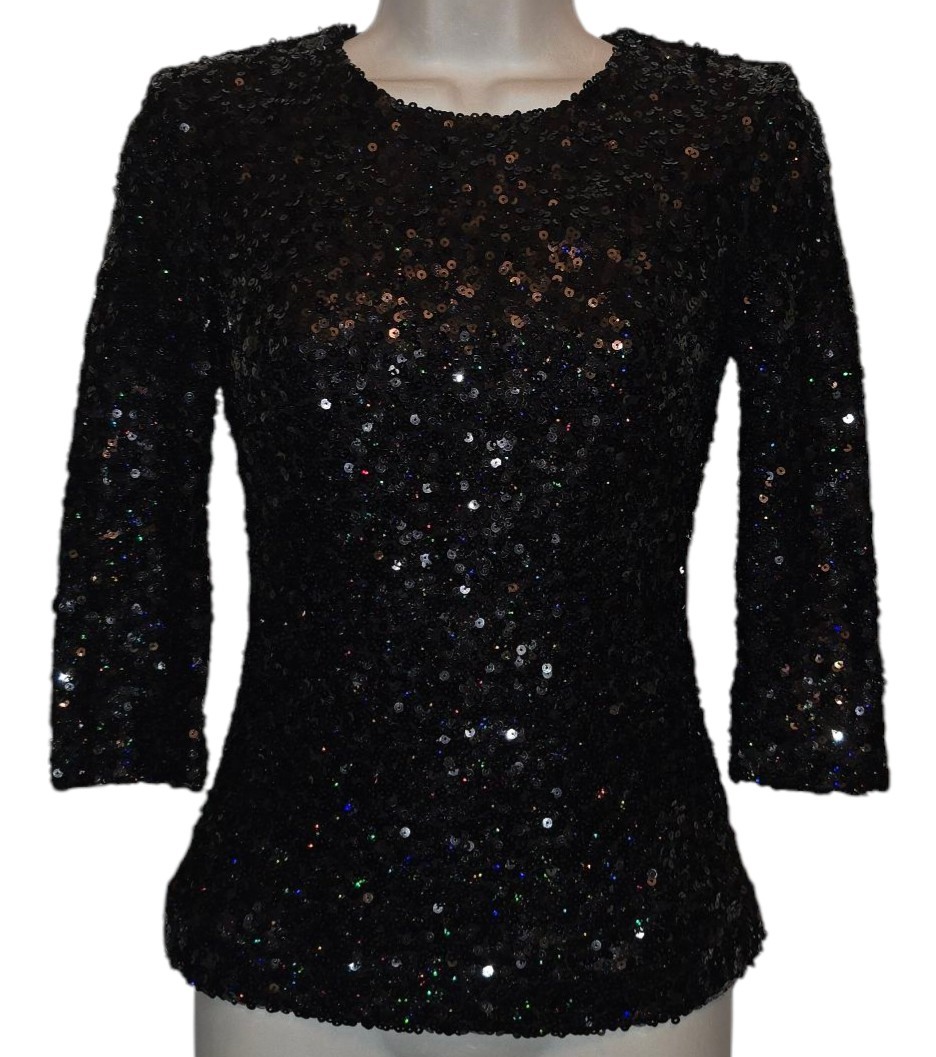 French Connection Lined Solid Black Stretchy Sequ… - image 1