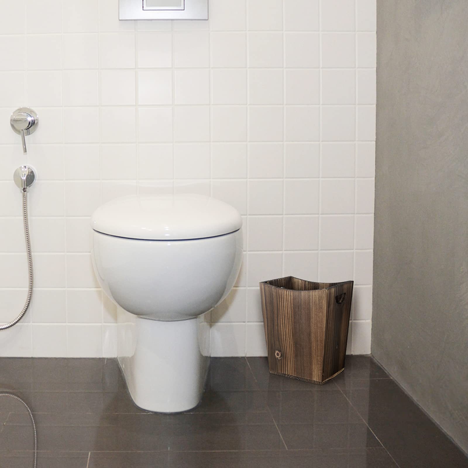 ETELI Wood Waste Basket Small Trash Can for Office Rectangular Trash Can Deco...