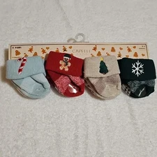 Capelli New York 8 Pairs Christmas Winter Holiday Baby Socks 0-6 Months New