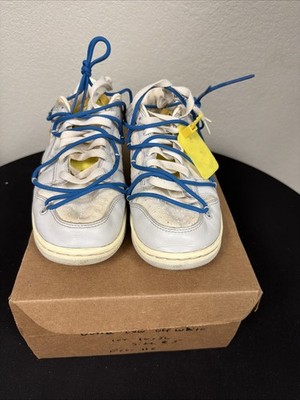 Nike x Off-White Dunk Low  Lot 10  Sail Grey Blue Size 8.5 Used Authentic