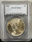 1922 SILVER Peace Dollar PCGS MS64-Absolutely Stunning!
