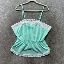 Vintage Undercover Wear Lace Camisole Top Women 1X Mint Green USA Made Coquette