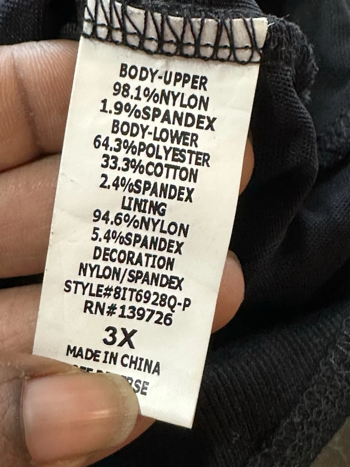 Body para mujer Honey Punch cuello en V manga larga negro encaje talla grande 3X caprichoso Foto 4 de 4