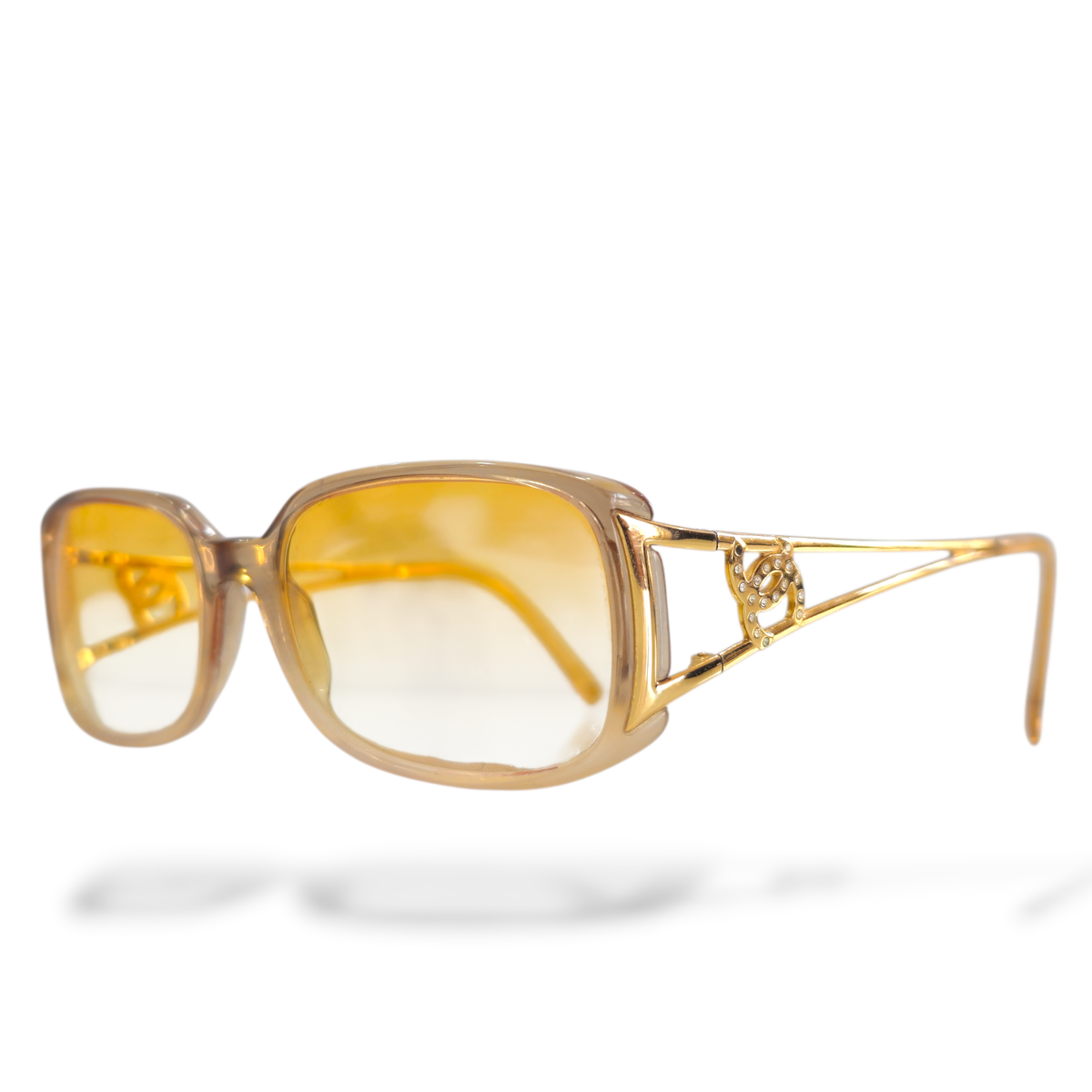 90s chanel sunglasses y2k【訳あり】 Vintage Chanel rectangular Sunglasses Y2K CC Logo narrow GOLD 3068