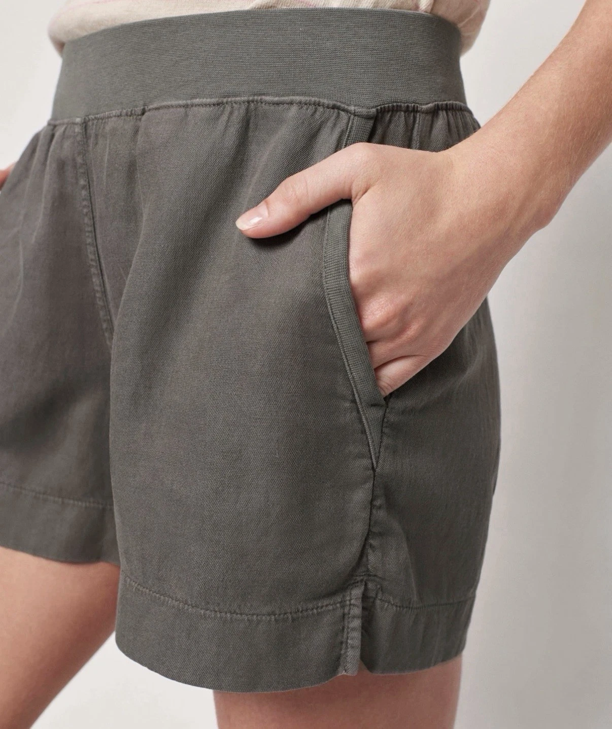 Faherty Arlie Day Organic Cotton Linen Shorts Olive Green Womens Size L