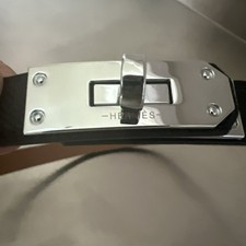 Herm&egrave;s Kelly Belt Black Leather Silver Hardware Women&rsquo;s Adjustable One Size