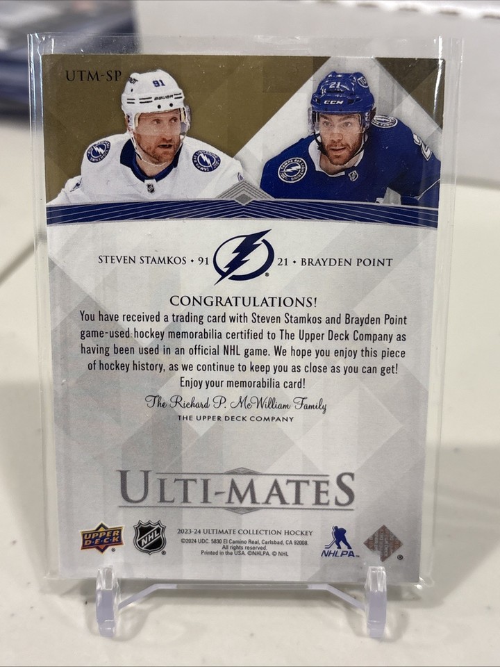 2023-24 UD Ultimate Collection Ulti-mates Stamkos/Point /49 Dual Patch ...
