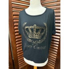Juicy Couture Black T Shirt Crown Logo Short Sleeve Women's Top