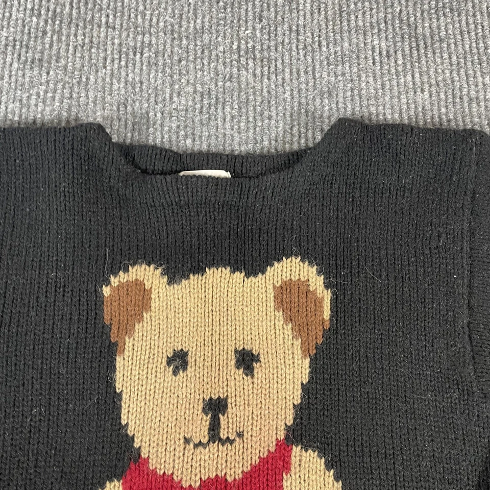 Lindo suéter guirnalda vintage para mujer pequeño oso de peluche rojo lazo tejido años 80 Foto 4 de 4