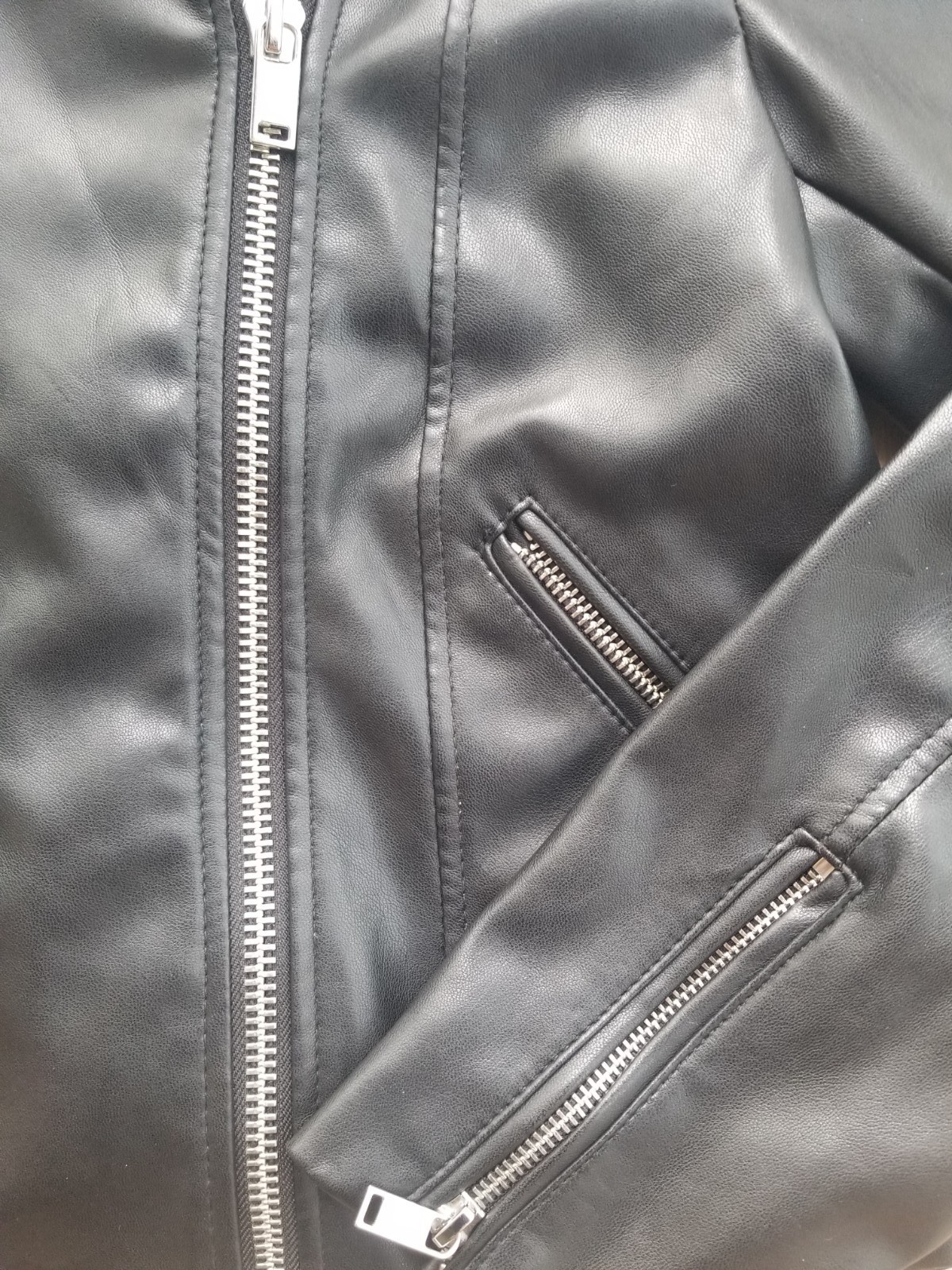 H&M Women's Black Faux Leather Biker Jacket Size 8 | EUR 40 image 4