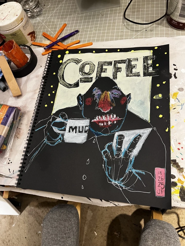 Faris Art: Taza de café: 11x14 papel negro único neoexpresionismo moderno Foto 4 de 4