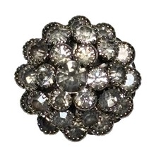 Mid-Century Silver Tone Glass Rhinestone Layered Cluster Button 22mm c.1950s