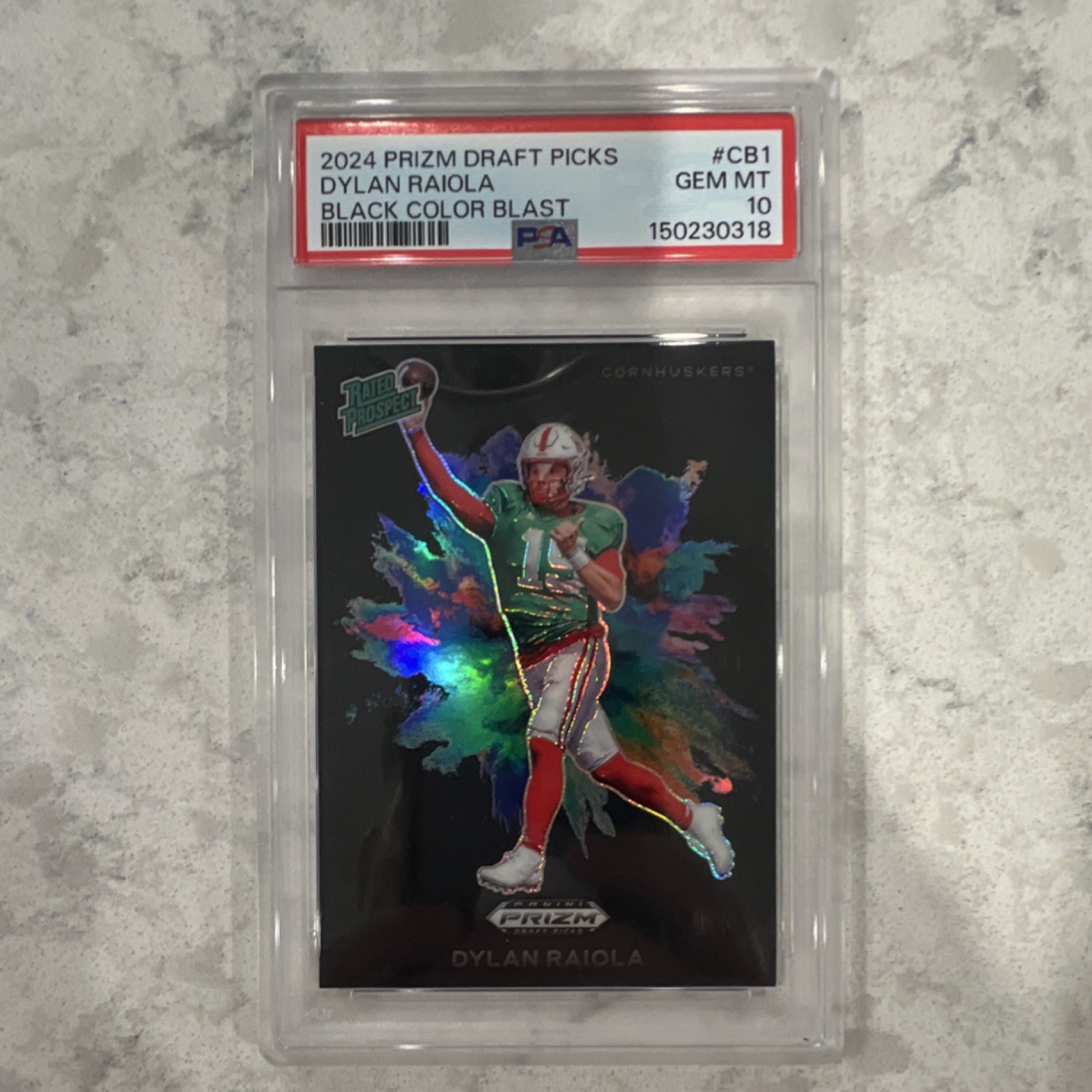 Panini 2024 Prizm Draft Picks Dylan Raiola Black Color Blast CB-1 PSA 10
