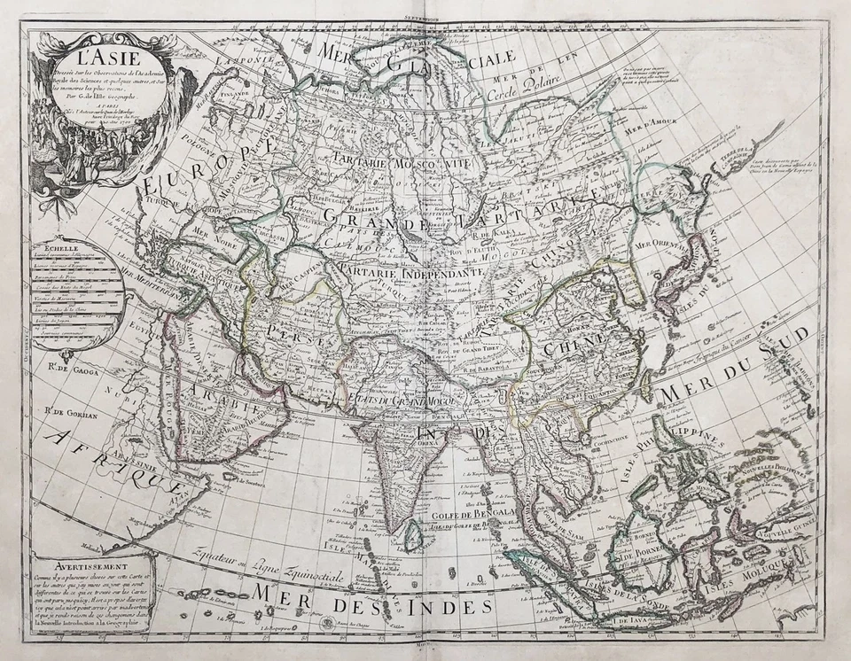 Asia continent Japan China Indonesia Philippines India map Karte Delisle 1700 - Bild 1 von 1
