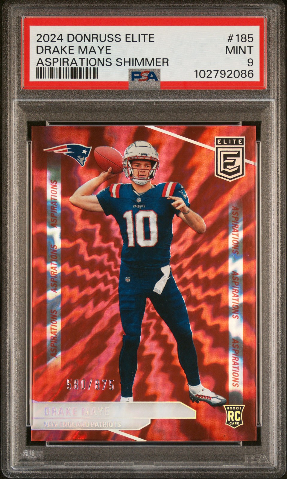 2024 PANINI DONRUSS ELITE ASPIRATIONS SHIMMER #185 DRAKE MAYE 580/875 PSA 9