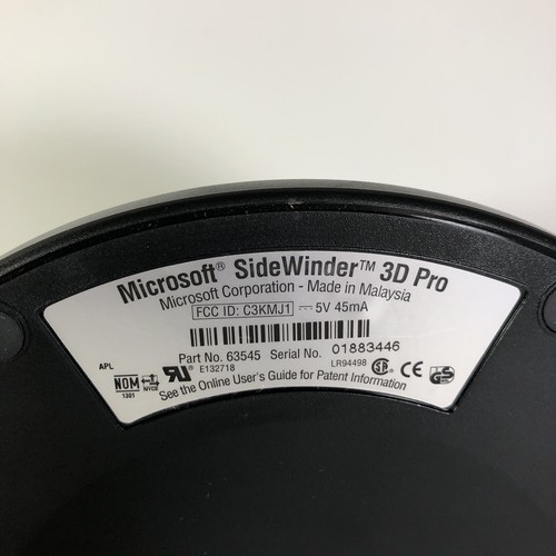 Microsoft Sidewinder 3D Pro Flight Stick Joystick PC Controller - Picture 8 of 9