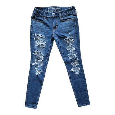 Jean Skinny Femme American Eagle Taille 2 – Délavé Foncé Avec Clous