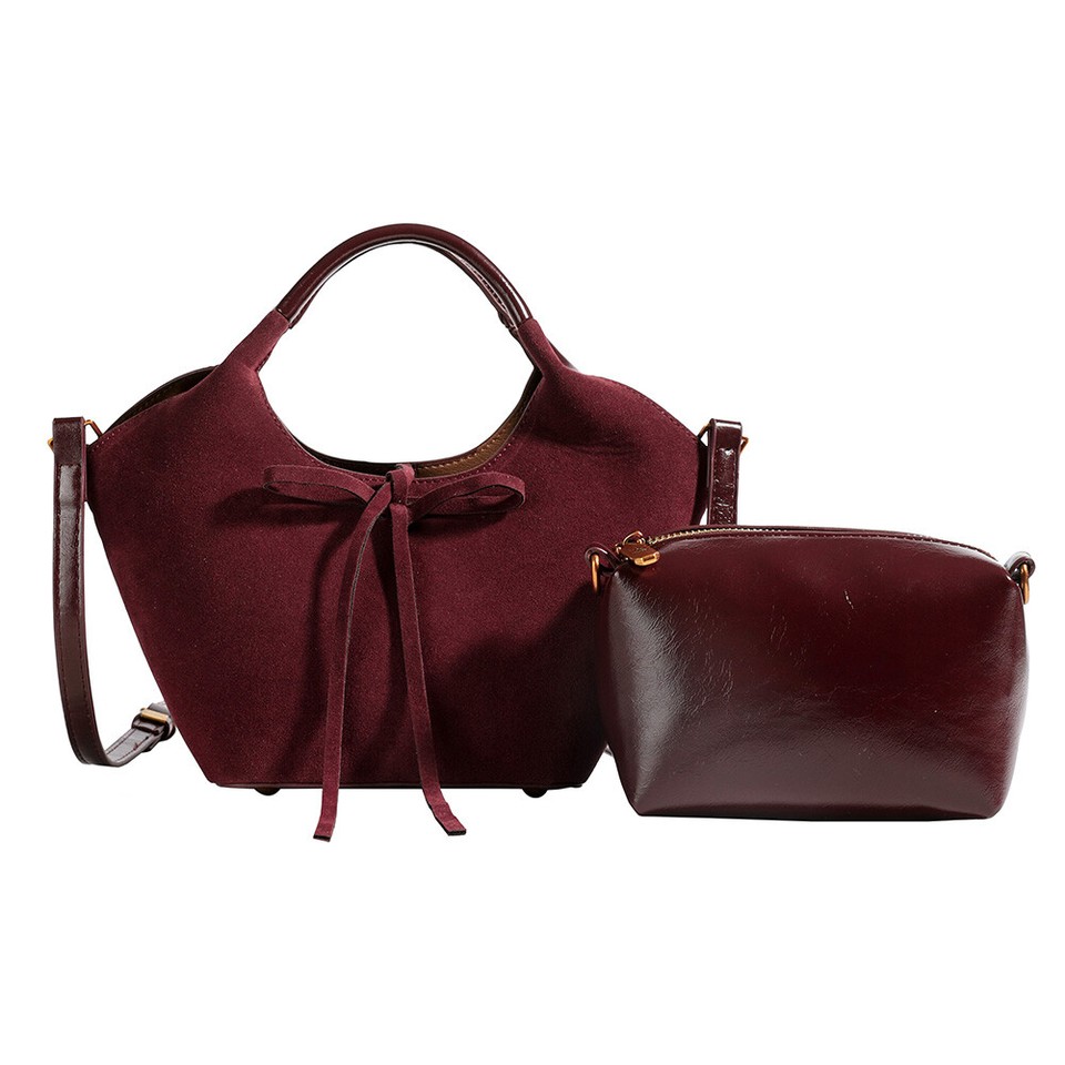 Shoulder Bag for Women Bow Top Handle Bag PU Leather Trendy for