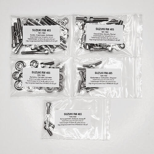 Kit visserie moteur Suzuki RM 465 1982 boulons Allen inox RM465