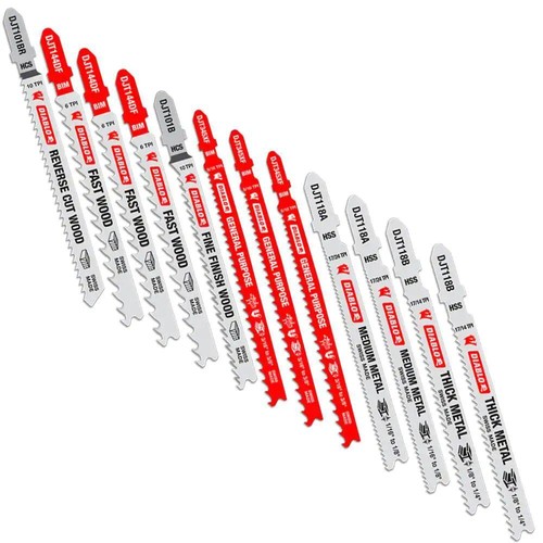 Jig Saw Blades TShank Set Cuts Clean Wood Metal 12Piece For Corded