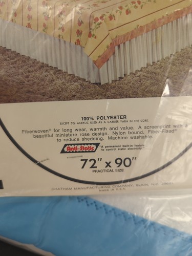 Vintage Chatham Blanket Polyester Satin Trim Kenwood Venus Rose NOS blue 72"x90" - Bild 4 von 9