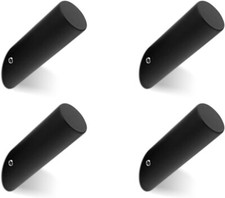 Set of 4 Modern Wall Mounted Black Stainless Steel Metal Coat, Towel, Robe Hooks