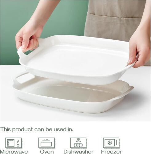 Dinnerware Tray with Handles, 15.4” Wedding Decorative Large, Set of 2